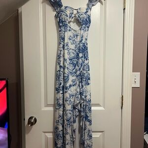 Fashion Nova Blue and White Dress